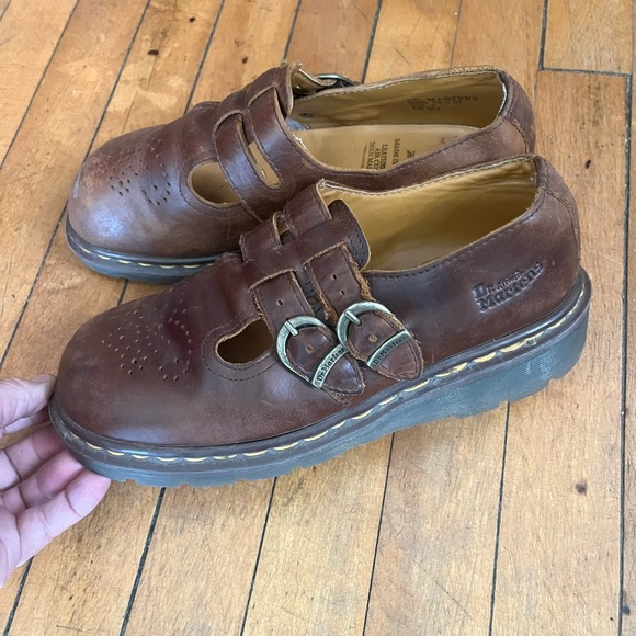 Vintage Doc Martens brown, double strap Mary Jane shoes - Picture 1 of 6